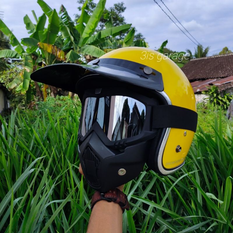 HELM BOGO RETRO MASKER MASK/PET FULL LEHER SNI