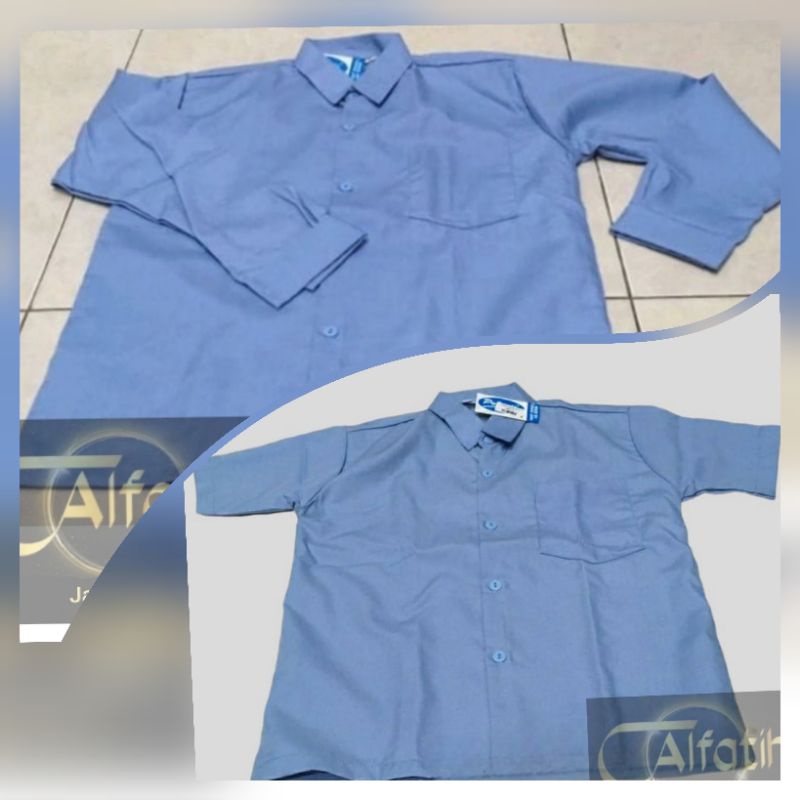 Baju Seragam sekolah biru telur asin lengan panjang/pendek pria wanita untuk sekolah tingkatan(TK,SD