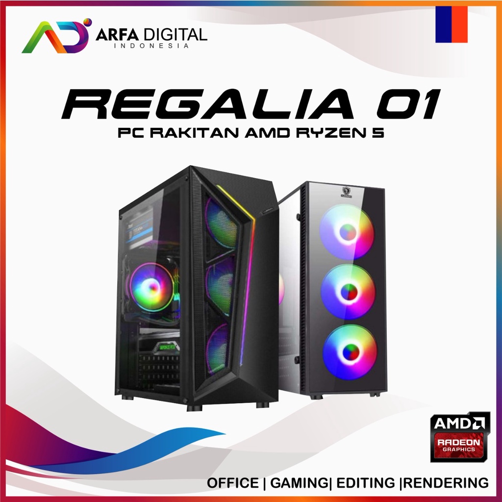 PC Gaming Ryzen 5 5600G Ram 16GB DDR4 Vga Radeon Vega 7 HDD 500GB SSD 120GB Siap Pakai Bergaransi | RG01