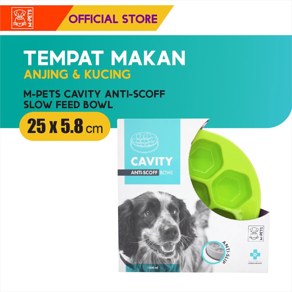 M-Pets Cavity Anti-Scoff Slow Feed Bowl / Tempat Makan Anjing Kucing