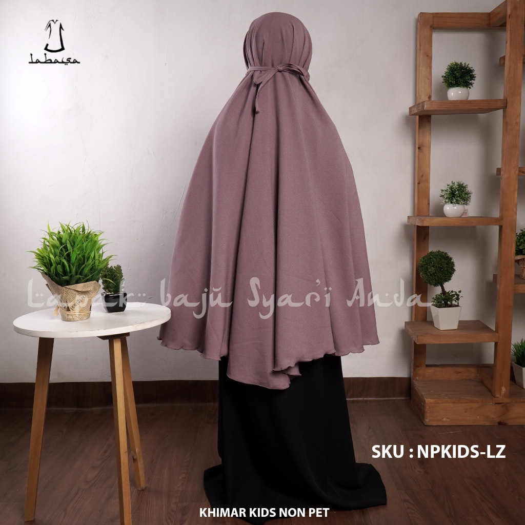 Labasa Jilbab Khimar Anak Syari Non Pet Hitam Polos &amp; Aneka Warna Ity Crepe | Bisa COD