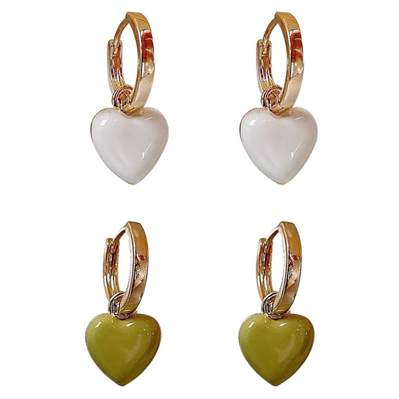 Fancyqube Anting Menjuntai Bentuk Hati Persegi Geometris Gaya Korea Untuk Wanita