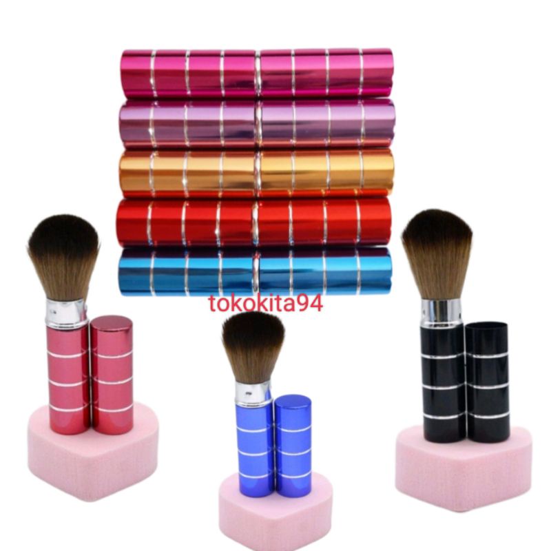 Kuas Tabung Ukuran 9 Cm Belang Satuan - Brush Make Up 1 Pcs Motif Garis - Brush Blush On