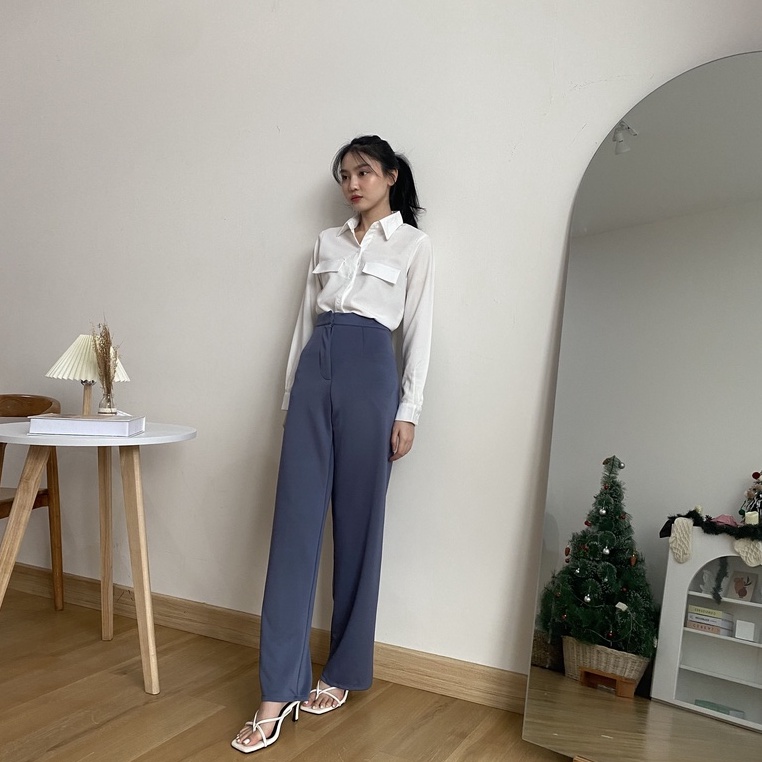 Irene Long Pants - Scuba Pants - Celana High Waist - Celana Panjang Kantor Wanita - Celana Korea Wanita - Celana Formal / Casual - Petite Friendly