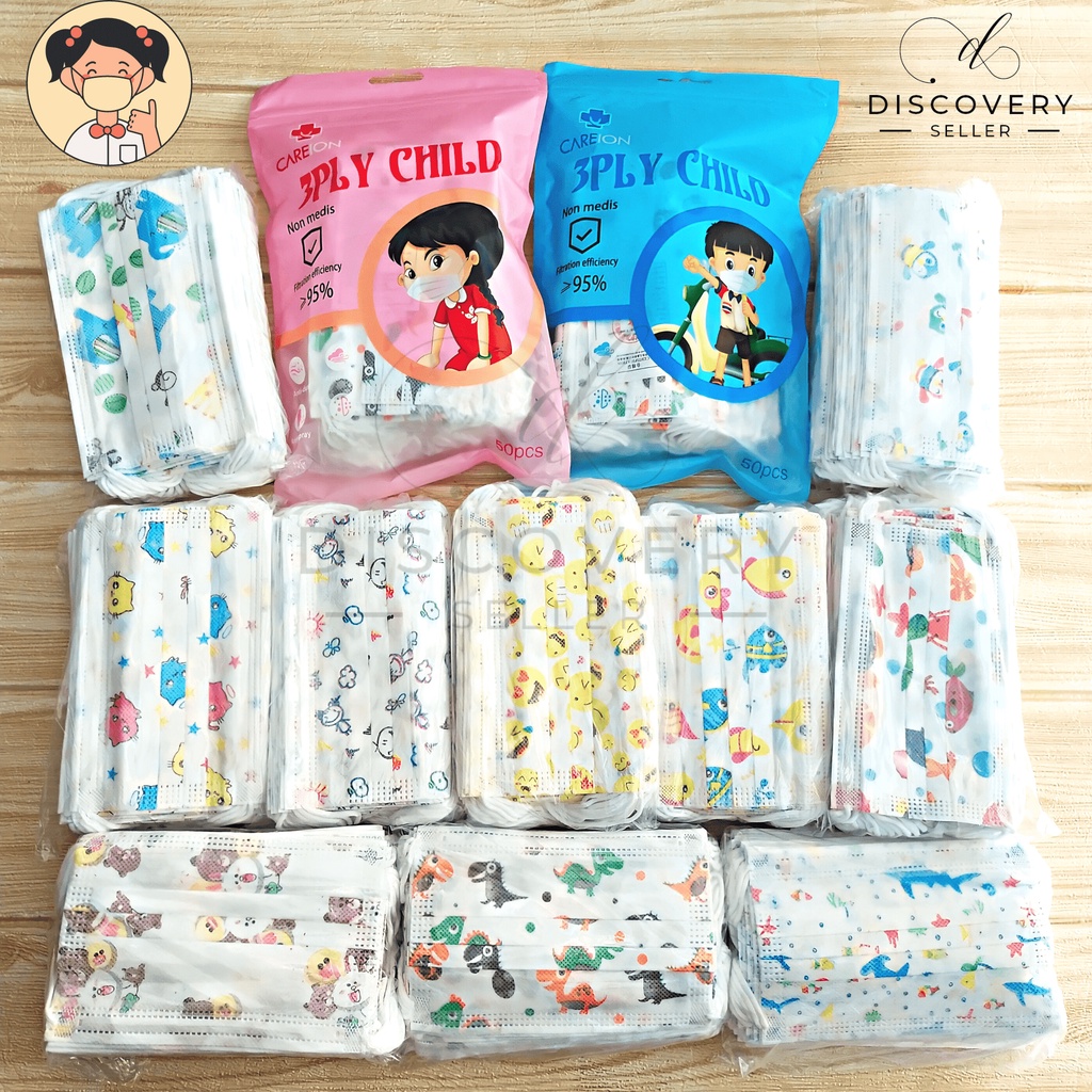 Masker 3PLY ANAK CAREION MOTIF ISI 50PC