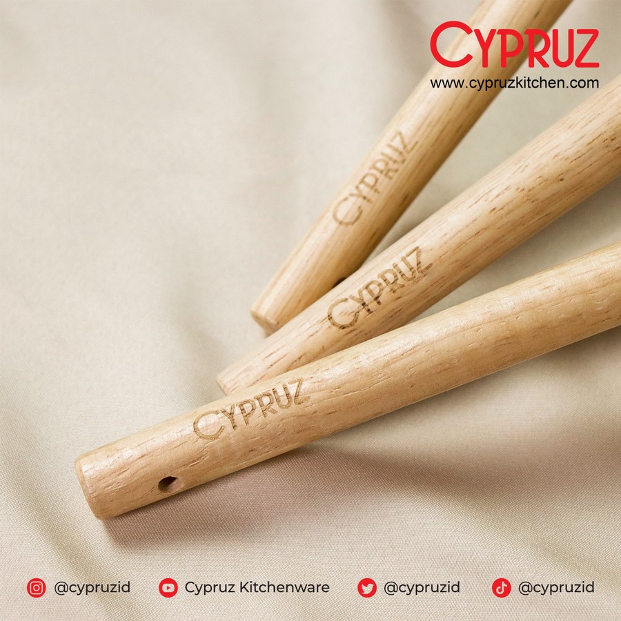 Cypruz AM-1518 Spatula Silikon Set 3 Pcs Gagang Kayu Food Grade