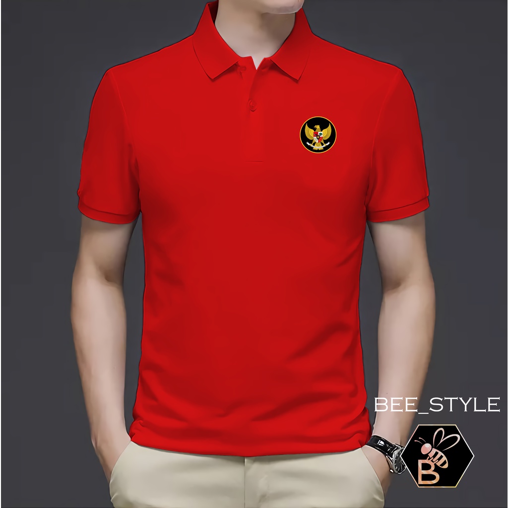 Kaos Kerah Pria Logo Garuda / Kaos Polo Garuda Hitam / Kaos Pria Polo Shirt