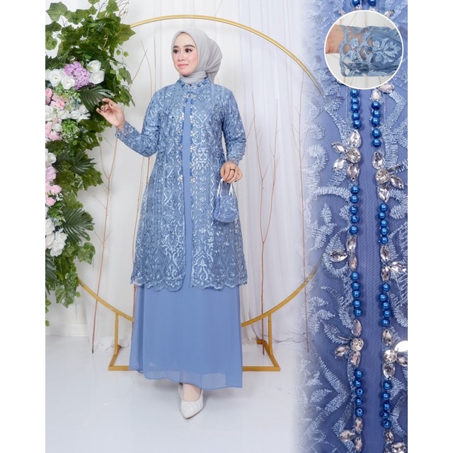 New Model Gamis Modern Outer - Gamis Terbaru brokat - Gamis modern - Kebaya Modern - Kebaya Brokat terbaru - kebaya Gamis Modern