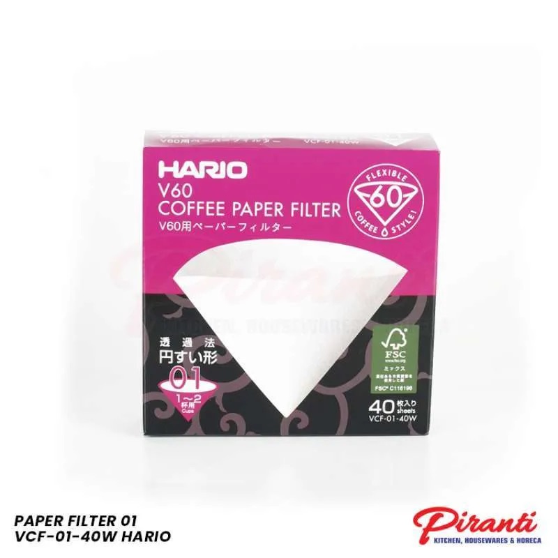 Jual HARIO V60 Filter Paper White 01 40 Sheets VCF0140W Shopee