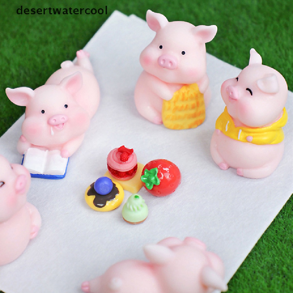 Deid 1Pc Miniatur Babi Lucu Bahan Resin Untuk Dekorasi Rumah / Lansekap Mikro Diy