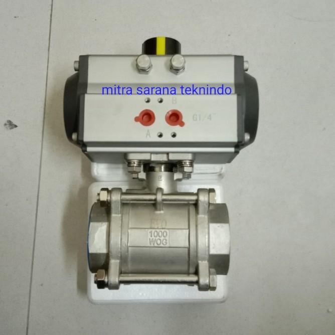 Stop Kran / Ball Valve Pneumatic Actuator Double Acting Drat 1" Inchi