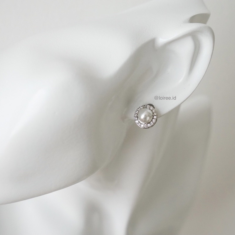 LUNE | Wedding Collection - Zirconia Pearl Daily Stud Earrings - Anting Bridal Tusuk Wanita Korea