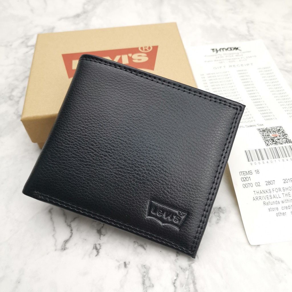 Dompet Kulit Pria Import Levis Polos Lipat Original Genuine Leather DompetPria Dompetkulit Premium Kekinian Dengan Motif