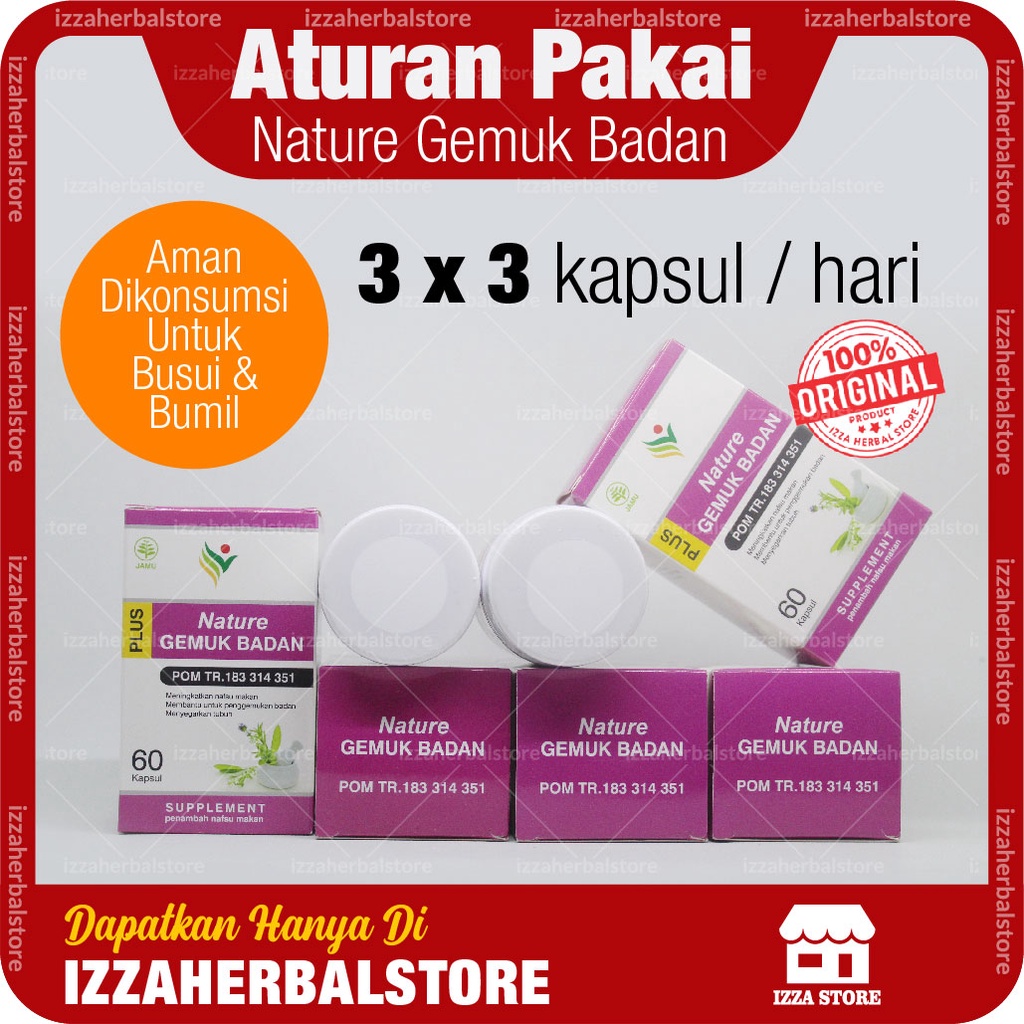 GEMUK BADAN Kapsul Nature Isi 60 Solusi Obat Penggemuk Badan Permanen Halal Dan Bpom 100% ORIGINAL