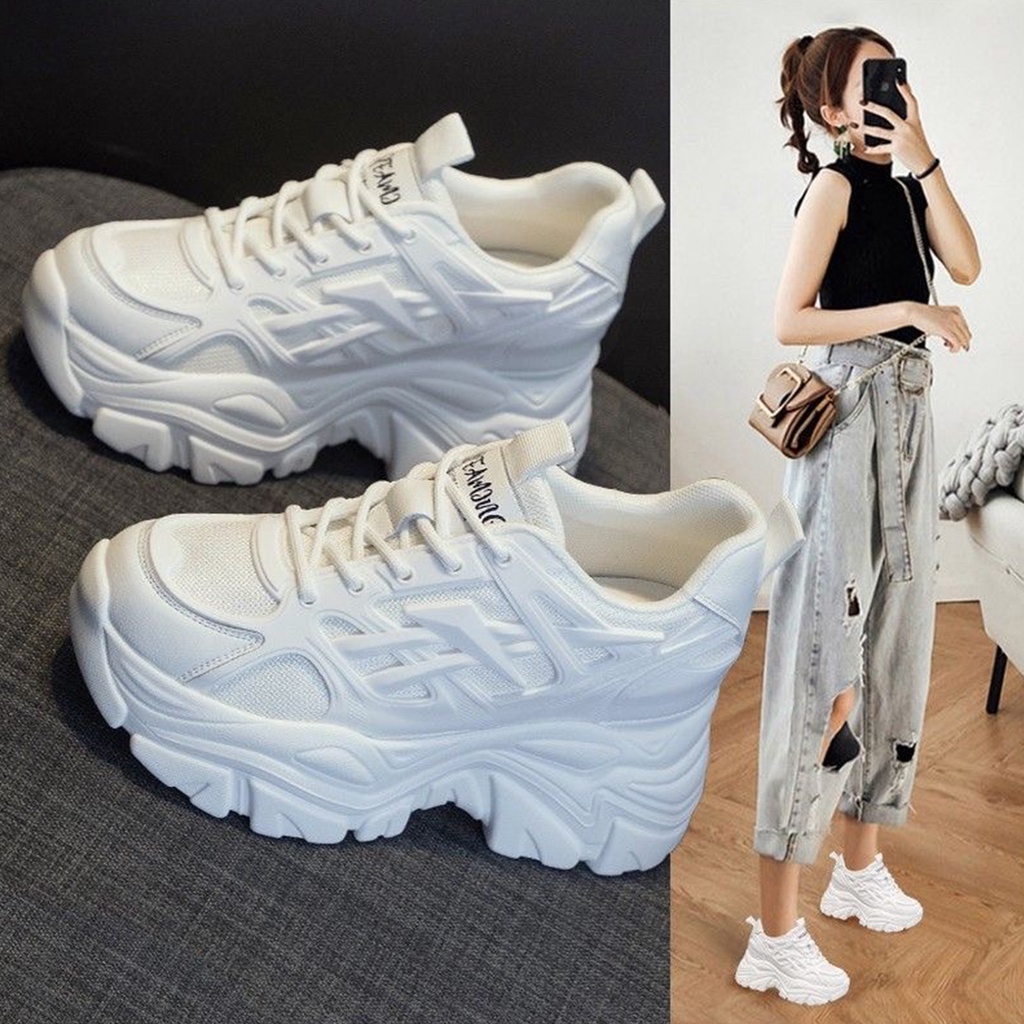 Sepatu Wanita Fashion Korean Style Sneakers Cewek Wedges Kekinian