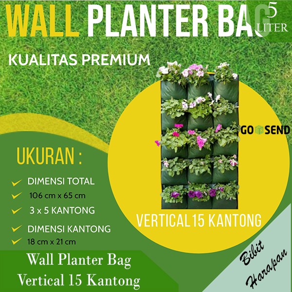 Pot Wall Planter Bag Dinding Gantung Vertical Horizontal Garden