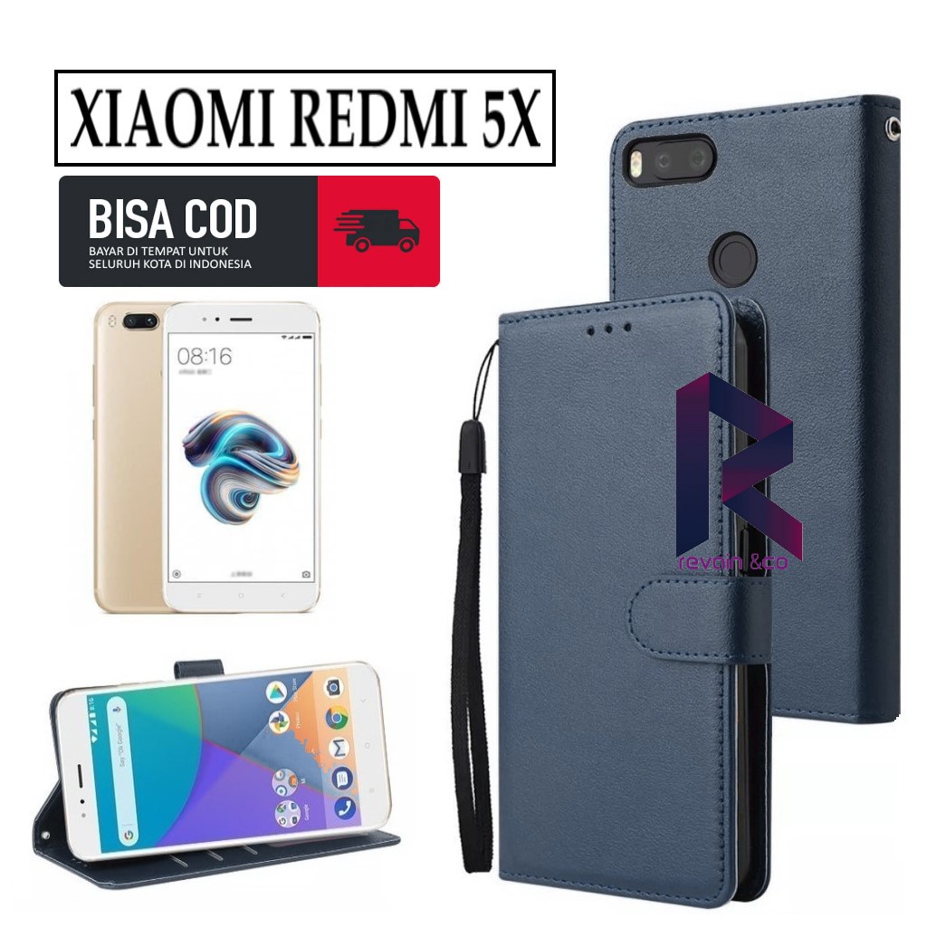 CASE XIAOMI REDMI 5X FLIP WALLET LEATHER KULIT PREMIUM SARUNG BUKA TUTUP KESING HP FLIP CASE XIAOMI REDMI 5X