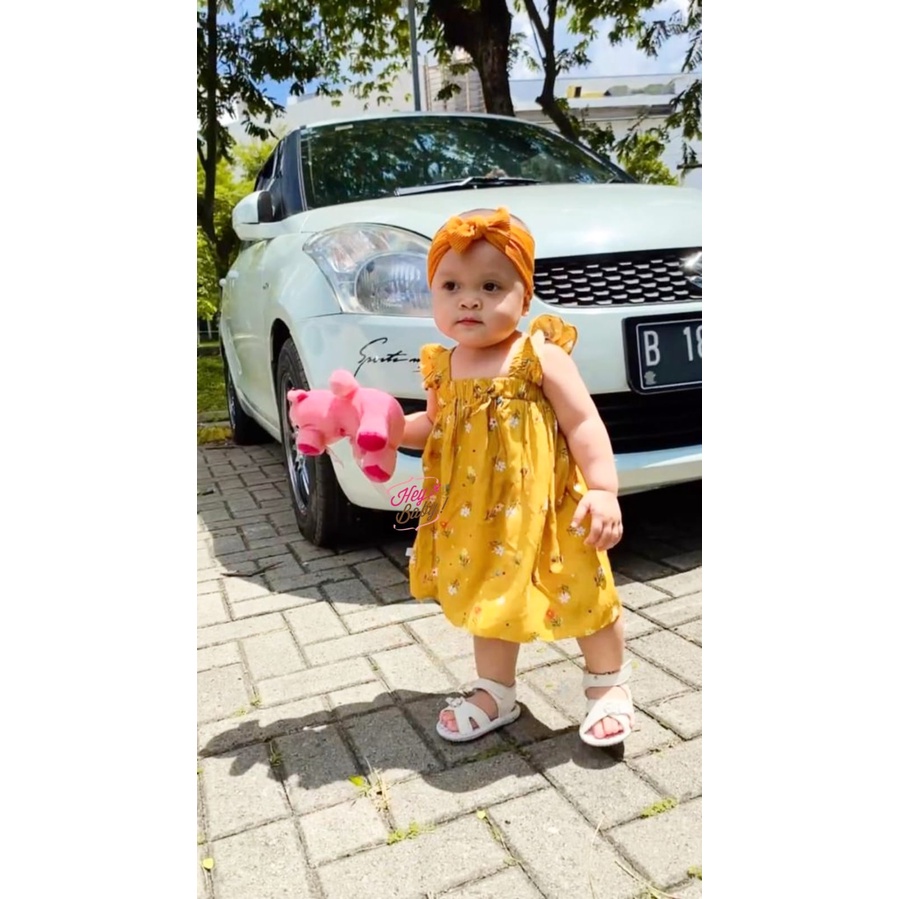 PROMO 7.7 plazababyku DRESS SABELLA dress anak perempuan bayi balita rayon premium motif bunga lucu free headband BUBIBEE
