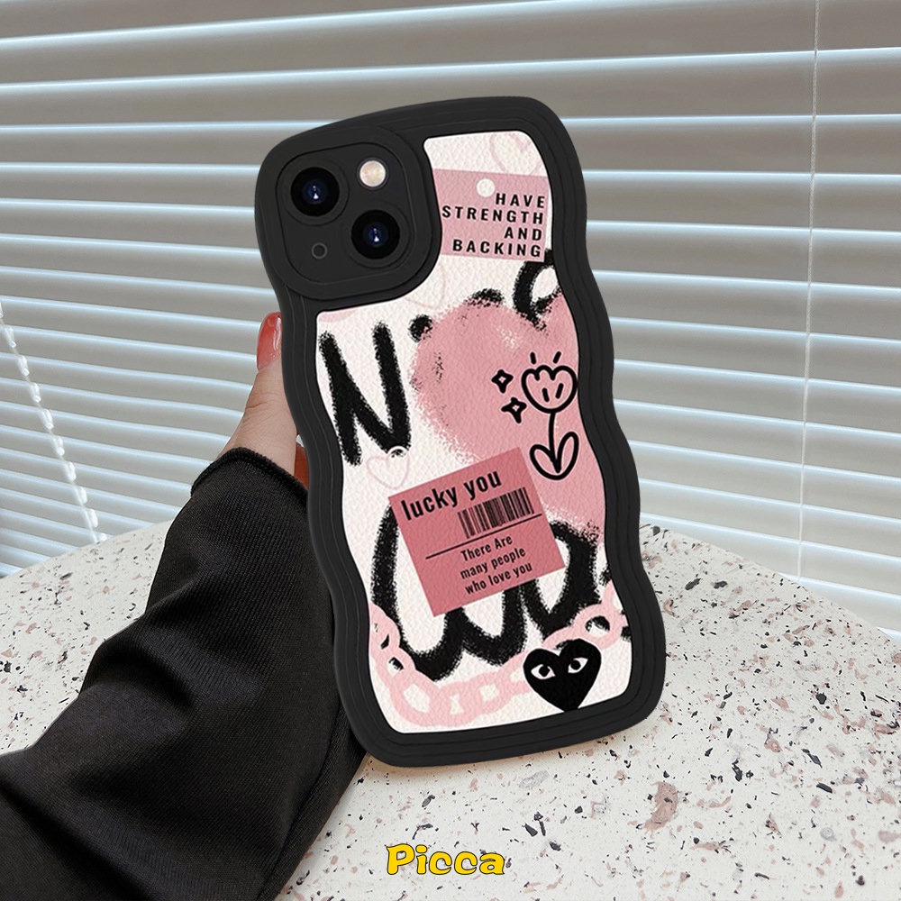 Soft Case Motif Kartun Graffiti Hati Untuk iPhone 11 12 14 13 Pro MAX XR 7 8 Plus 14 Plus X 6 6s Plus XS MAX SE