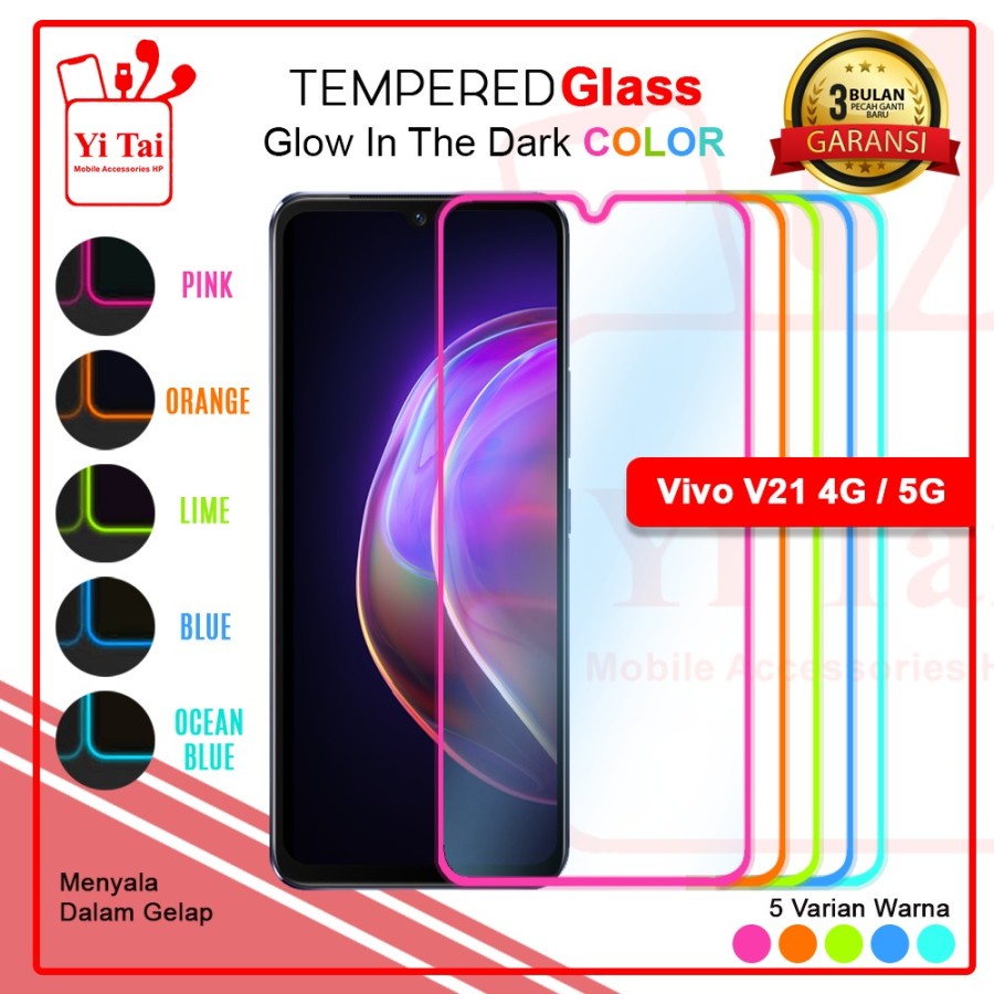 TEMPERED GLASS GLOW IN THE DARK YI TAI VIVO V21  4G / V21 5G  - GA