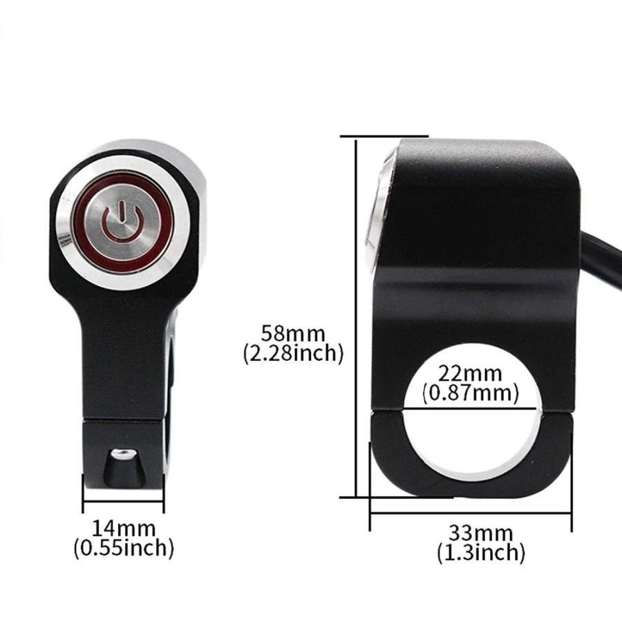 Tombol On Off Saklar LED Stainless Stang Motor Push Button Besi Switch Waterproof