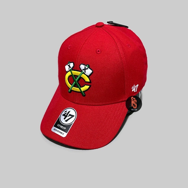 TOPI ORIGINAL 47 MVP LOGO CHICAGO BLACKHAWKS RED