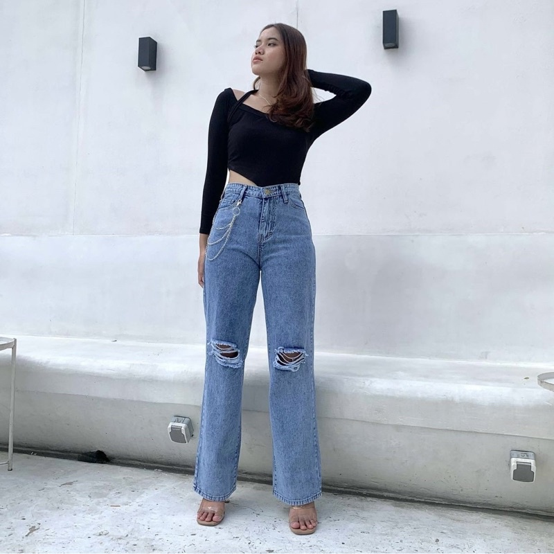 CHAIN RIPPED JEANS 96