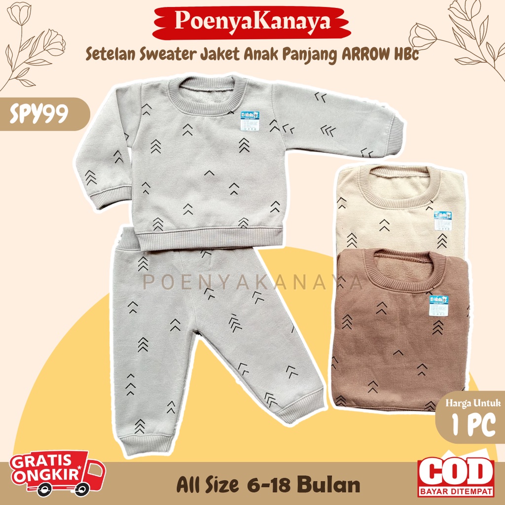 Setelan Sweater Jaket Bayi Anak Panjang ARROW HBc Size 6-18 Bulan SPY99