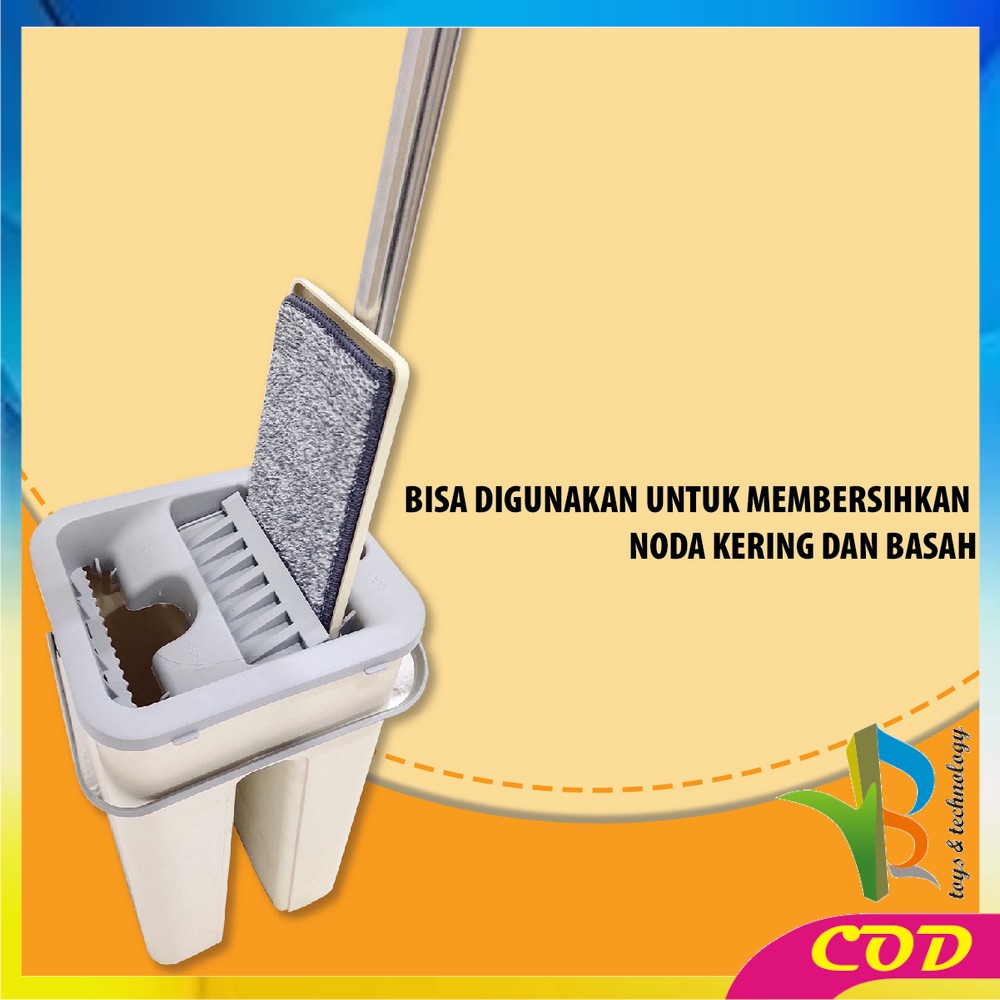 RB-C527 Pel Lantai Ember Petak Praktis Multifungsi / Kain Pel Pembersih Lantai / Mop Scratch Flat With Bucket