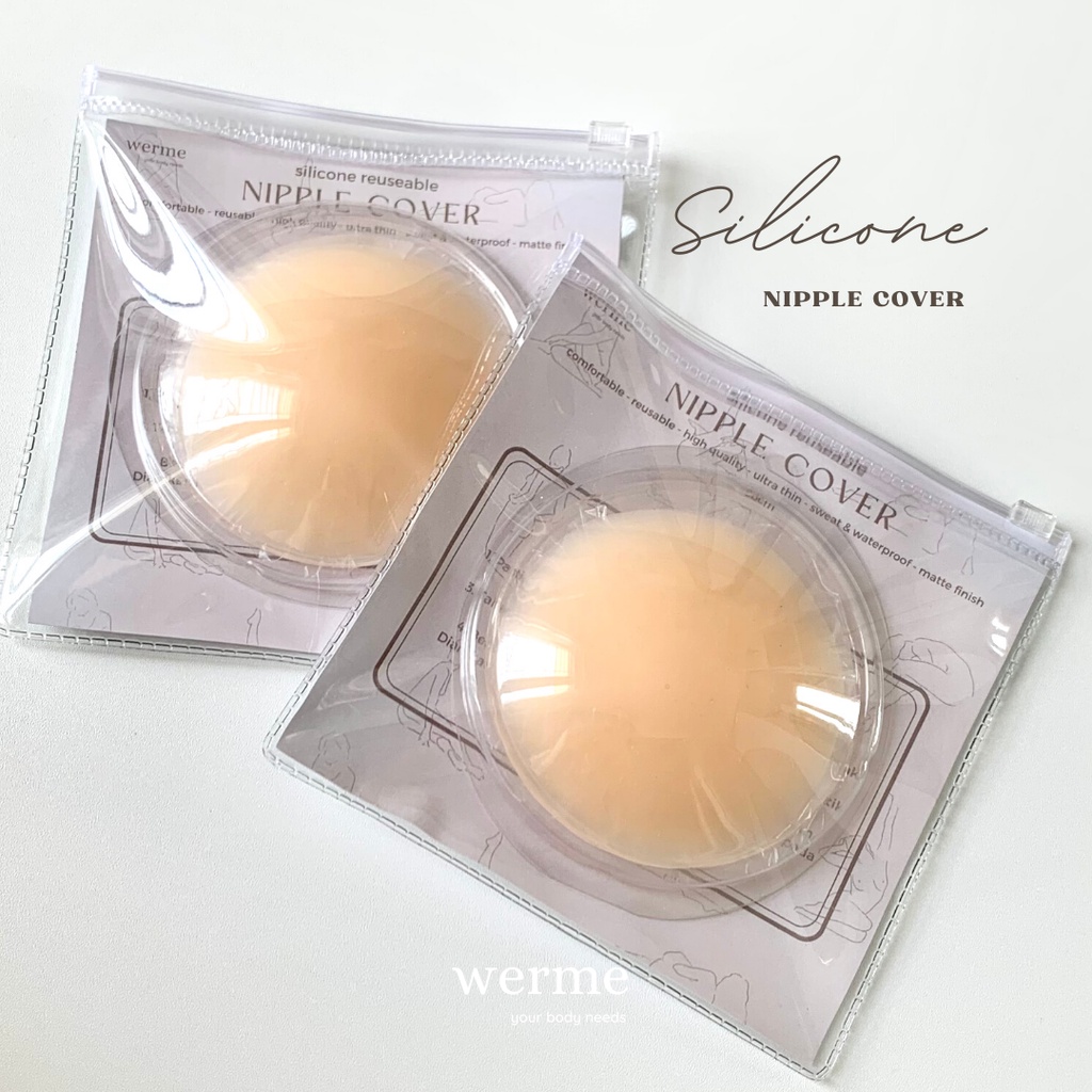 WERME SILICONE NIPPLE COVER DENGAN LEM (Penutup puting payudara, silicone bra, bra tempel, perekat tubuh, pelengkap bra tape)