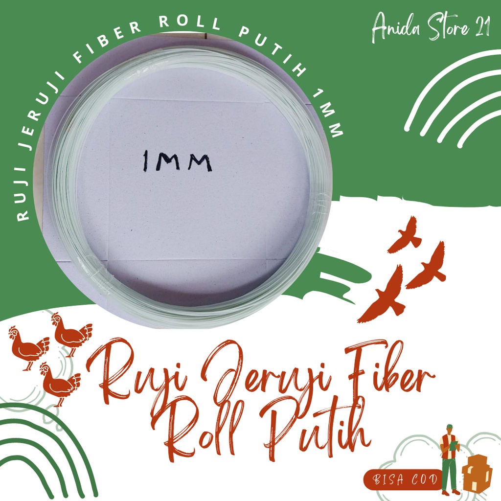 Ruji Jeruji Fiber Putih 1 mm Berat 500gram Ruji Fiber Sangkar Burung
