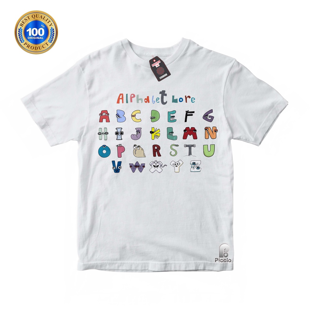 BAJU ANAK KAOS ATASAN ANAK ALPHABET LORE BAHAN COTTUN UNISEX