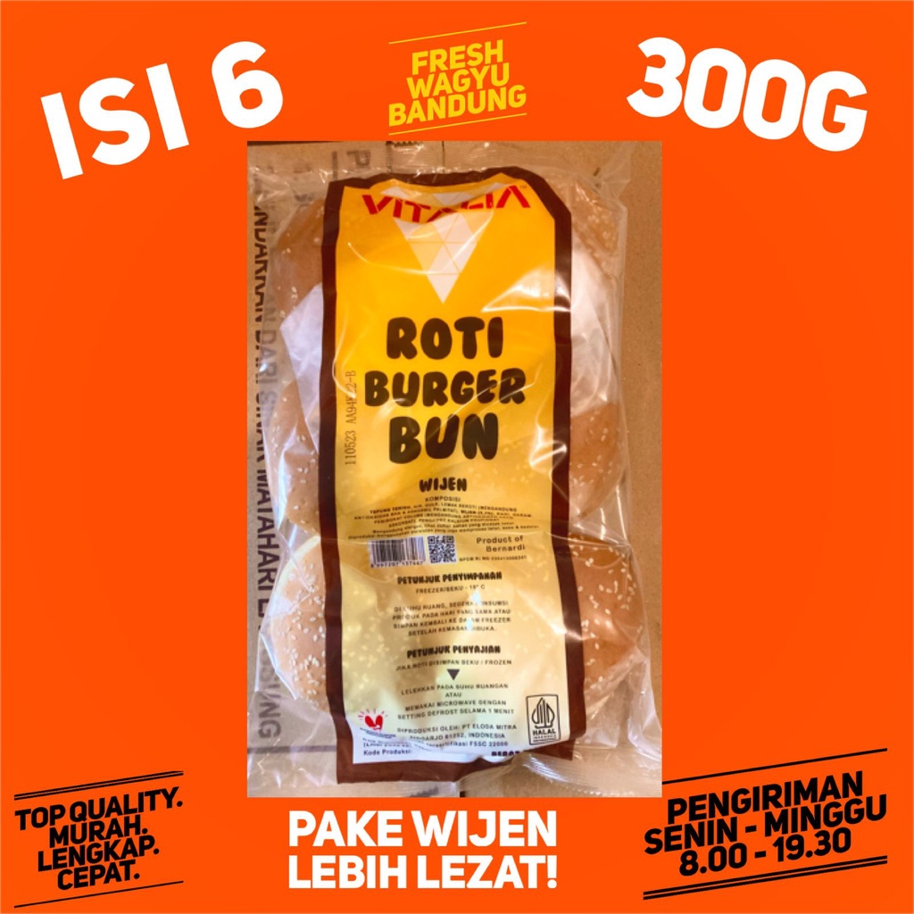 

VITALIA ROTI BURGER BUN WIJEN ISI 6 PROMO Sesame Bread Buns 300g