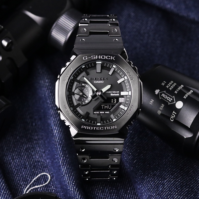 GM-B2100D-1A · Waterproof Clock Quartz Digital Men's Watches Military Sports Stopwatch Creative Steel Strap Watch