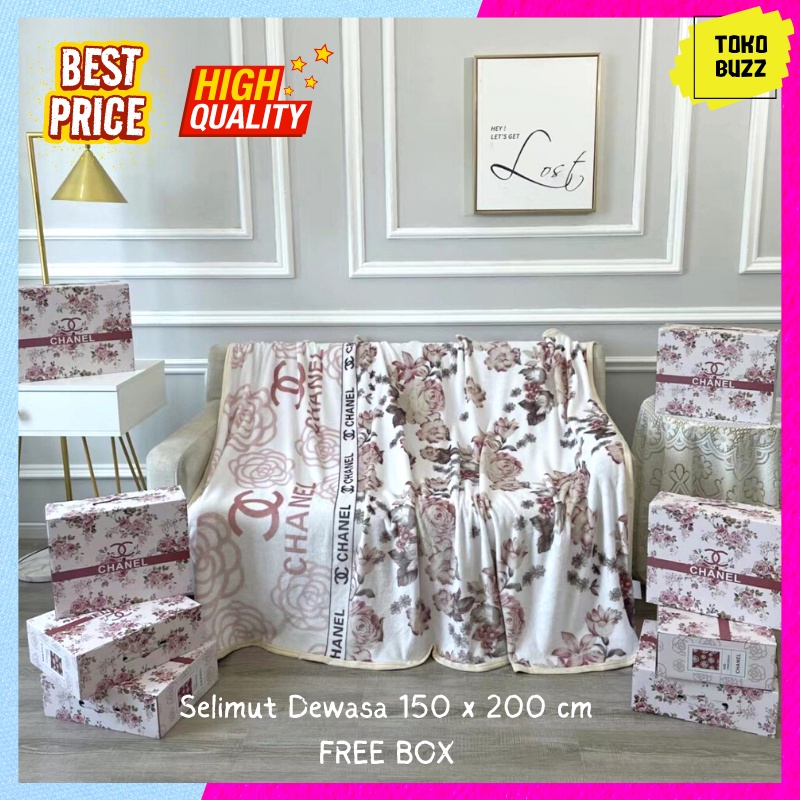 Selimut Dewasa Bulu Halus Motif Ukuran Jumbo Premium 150x200cm FREE BOX