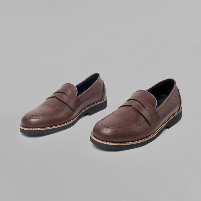 sepatu kantor pria aliana loafert coffebrown