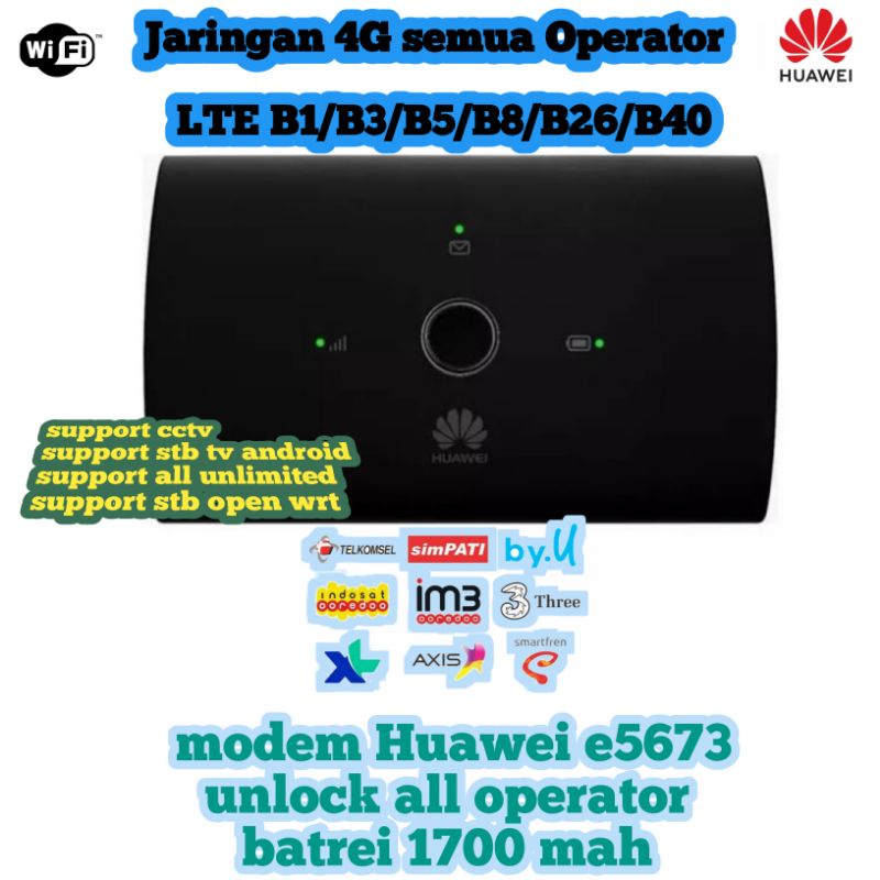 MODEM WIFI UNLOCK 4G ALL OPERATOR HUAWEI E5673 ( BEKAS)