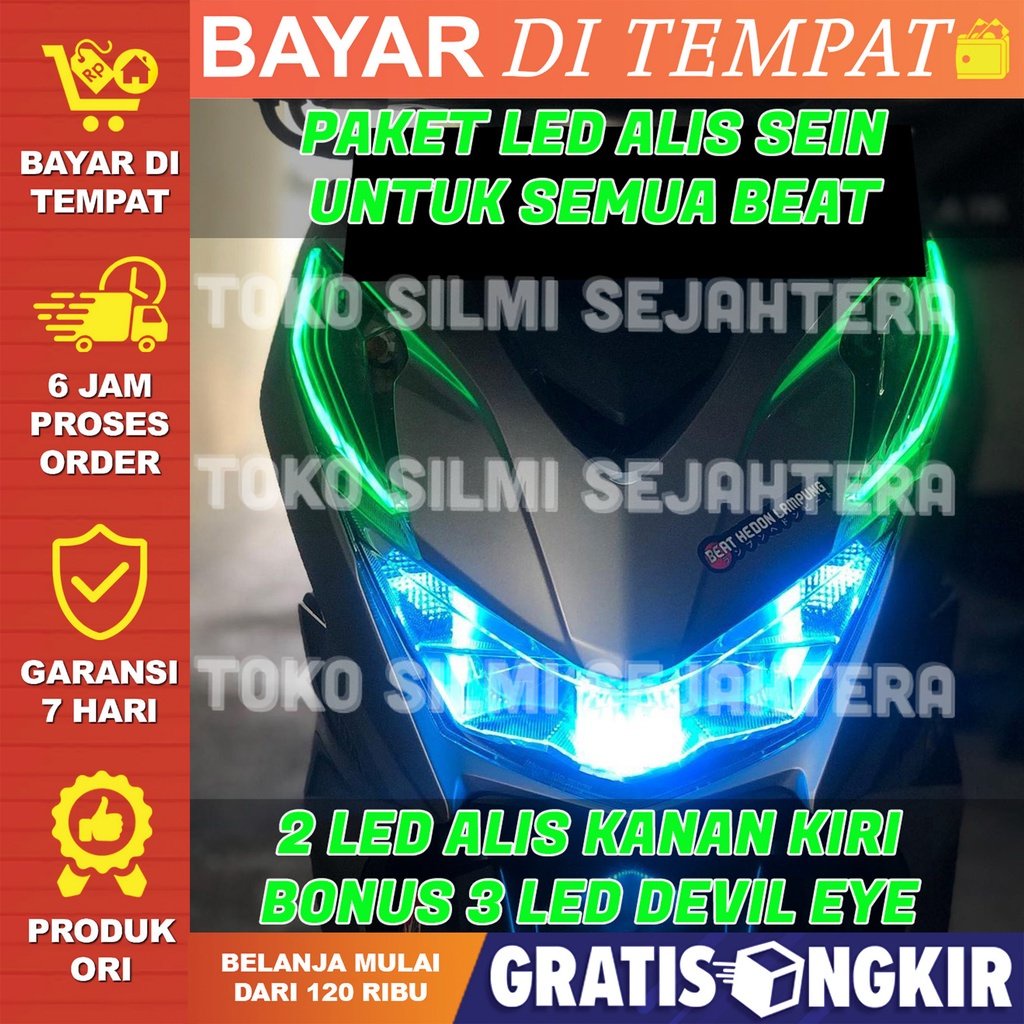 LAMPU ALIS SEIN UNTUK SEMUA BEAT BONUS DEVIL EYE LAMPU ALIS DRL LED LAMPU ALIS MOTOR BEAT NEW AKSESO