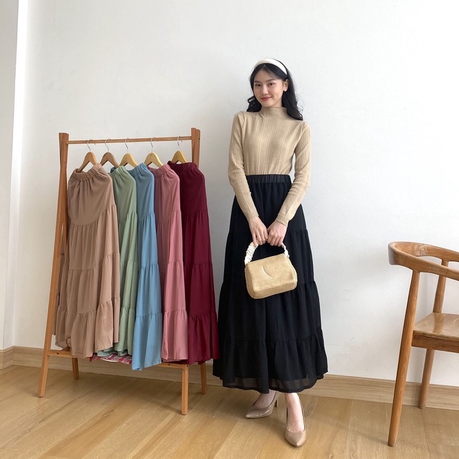 Yeji Long Skirt - Skirt Casual - Rok Panjang Wanita - Korean Skirt