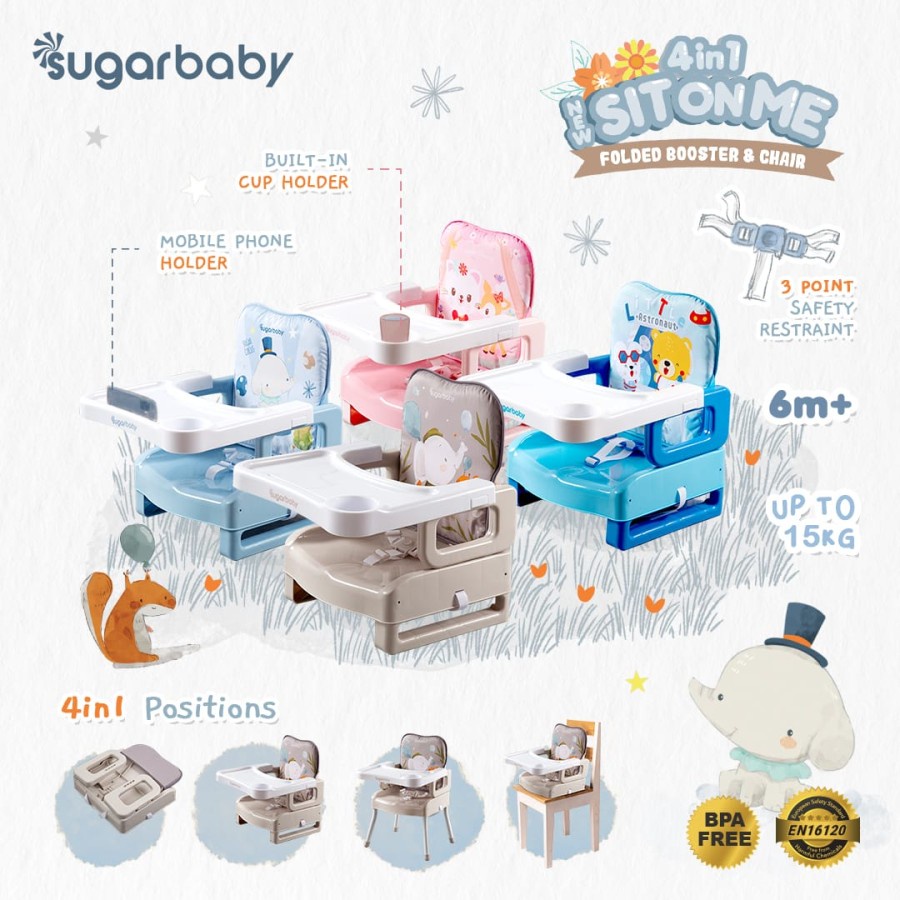 Sugar Baby 4in1 Sit On Me Folded Booster &amp; Chair - Kursi Makan Bayi MBS