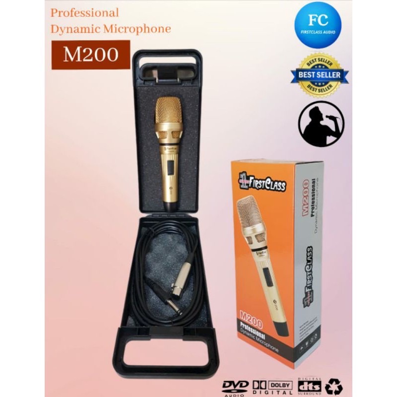 Mic kabel firstclass M200 microphone firstclass Mic dynamic + koper