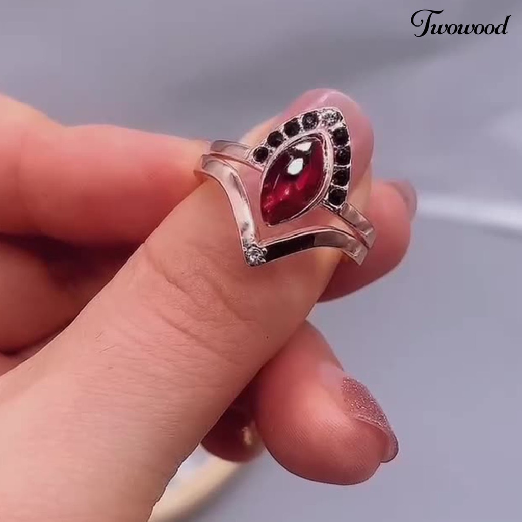 Cincin Knuckle Berlian Imitasi Warna Merah Gaya Vintage Klasik Untuk Wanita