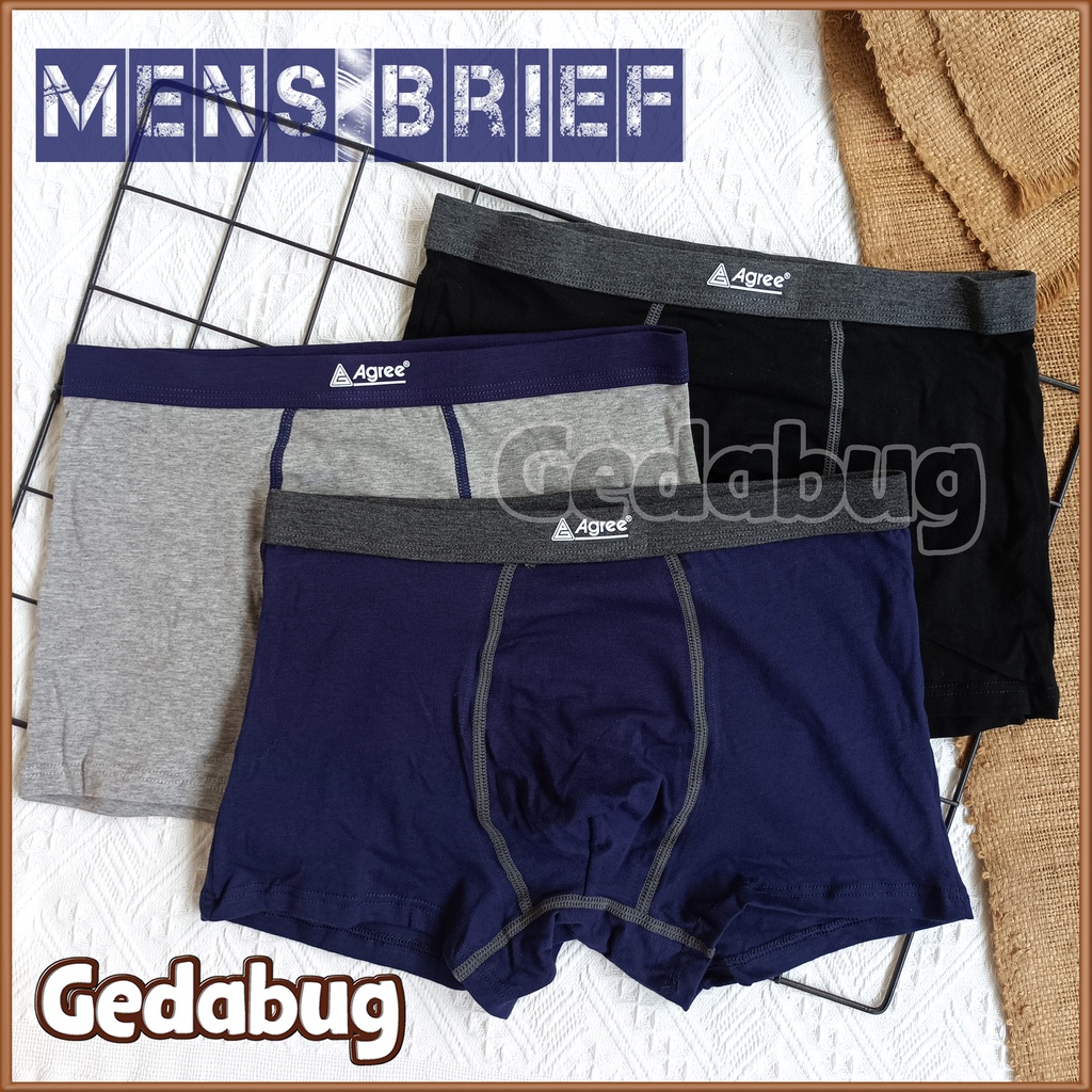 [ 3pc ] Boxer Agree 1235 Box Coklat Celana Dalam Pria Boxer Polos - Gedabug