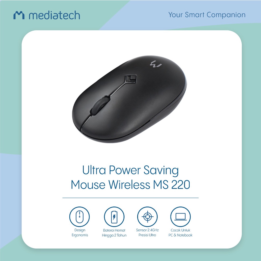 Mediatech Mouse Wireless Ultra Power Saving + Silent Click MS 220 - 50065