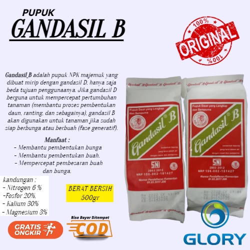 Pupuk NPK Gandasil B Berat Bersih 500GRAM Atau Obat Penyubur Perangsang Bunga Dan Buah Durian Anggur