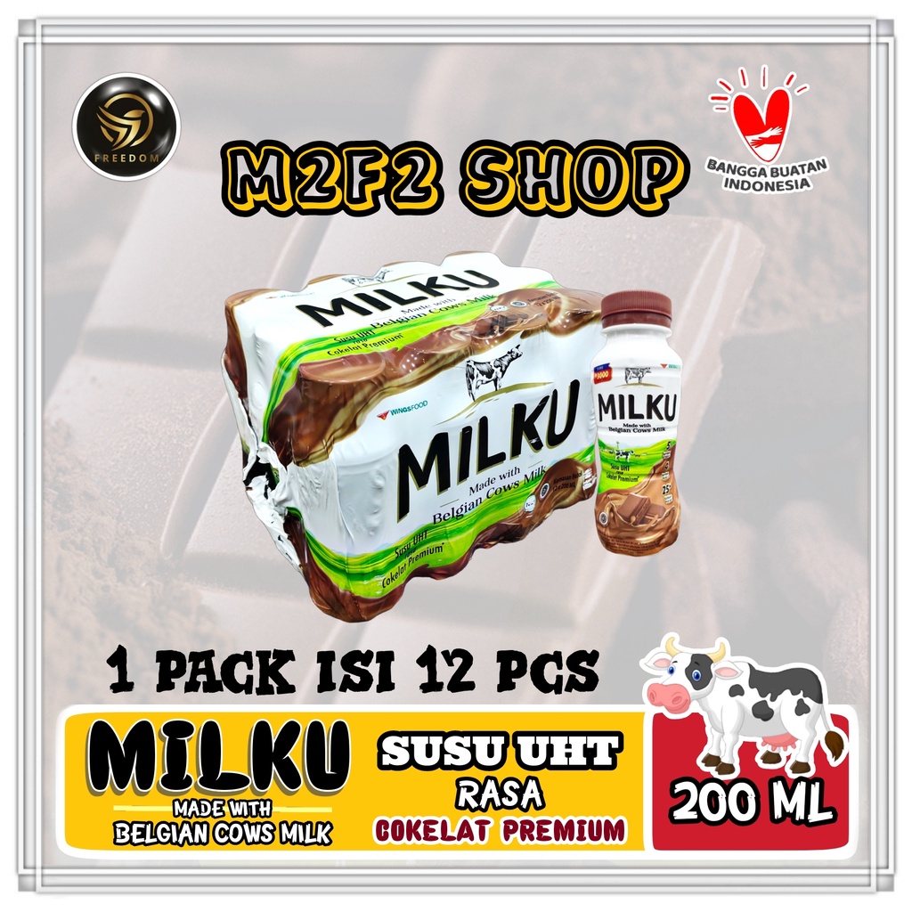 

Susu MILKU Cokelat Premium UHT Botol Plastik Pet - 200 ml (Kemasan Pack)