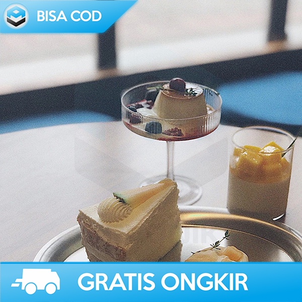 GELAS DESSERT UNIK GELAS TANGKAI KACA AESTHETIC TRANSPARAN BERKUALITAS