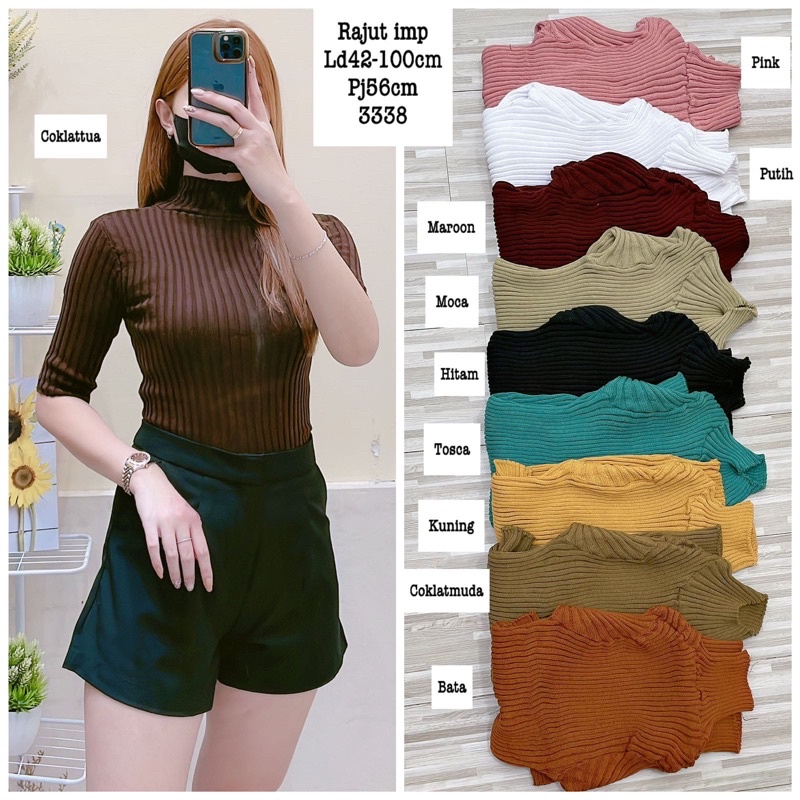 Atasan wanita rajut import premium | Knit TurtleNeck MIDI 3/4