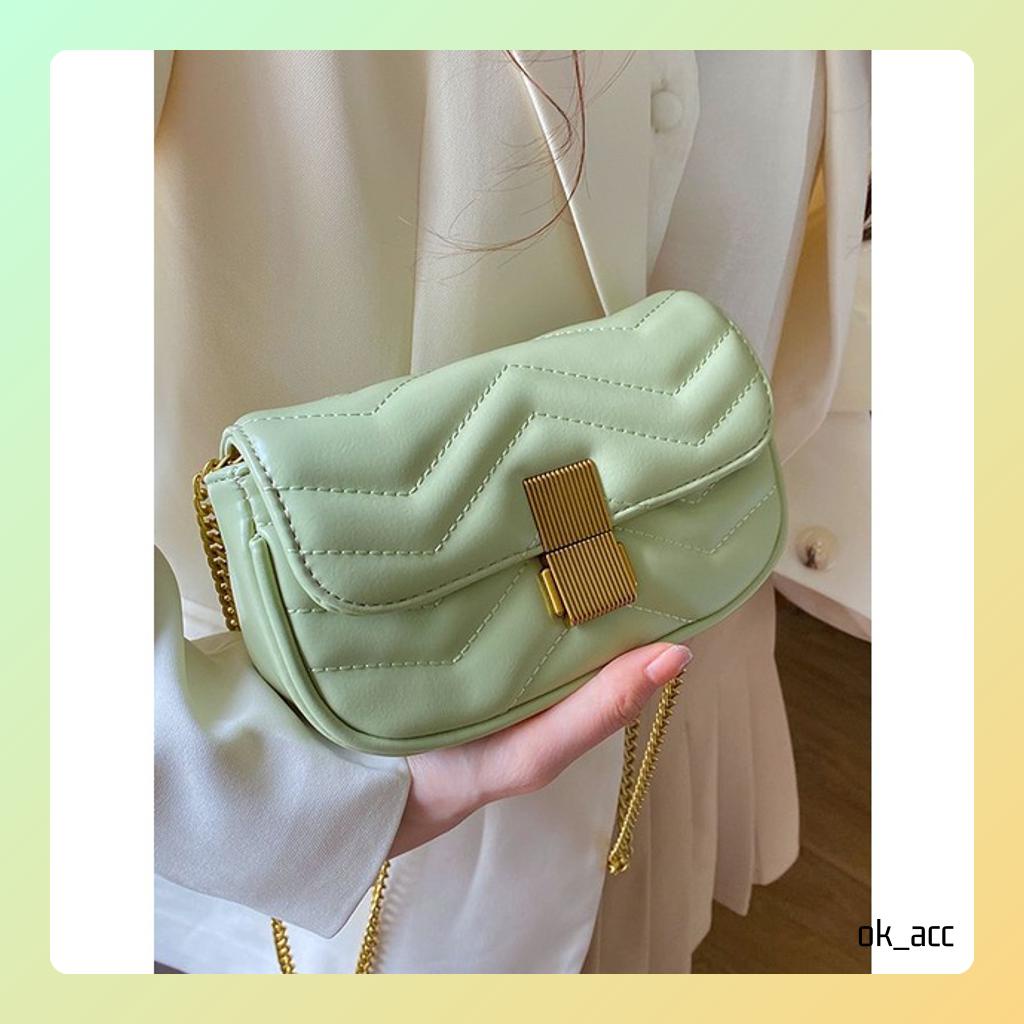 BARU Tas Selempang Kulit Wanita Cewek Dompet Hp Rantai Luxury Mini Bag FT44 17 x 12 x 5.5 cm