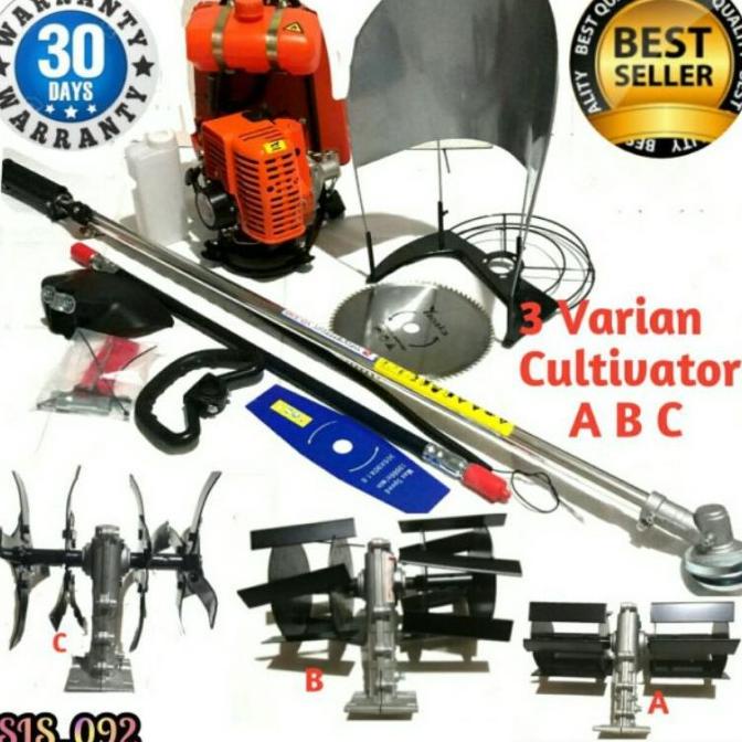 Mesin Brush Cutter + Tudung Padi + Cultivator(Kepala Mini Tractor)